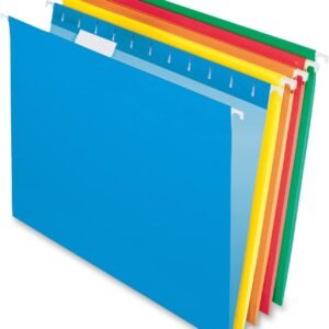 Hanging File Folders,  Size, Assorted Colors, 1/5-Cut Adjustable Tabs, 25 Per Box (81663)