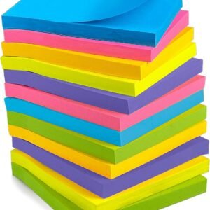 Sticky Notes - 12 Pads, 3”x3” - Colorful Self-Stick Post Notes Bulk - Office Desk Accessories | Teacher Classroom Must Haves,Aesthetic School Supplies for Home,Back to School Essential