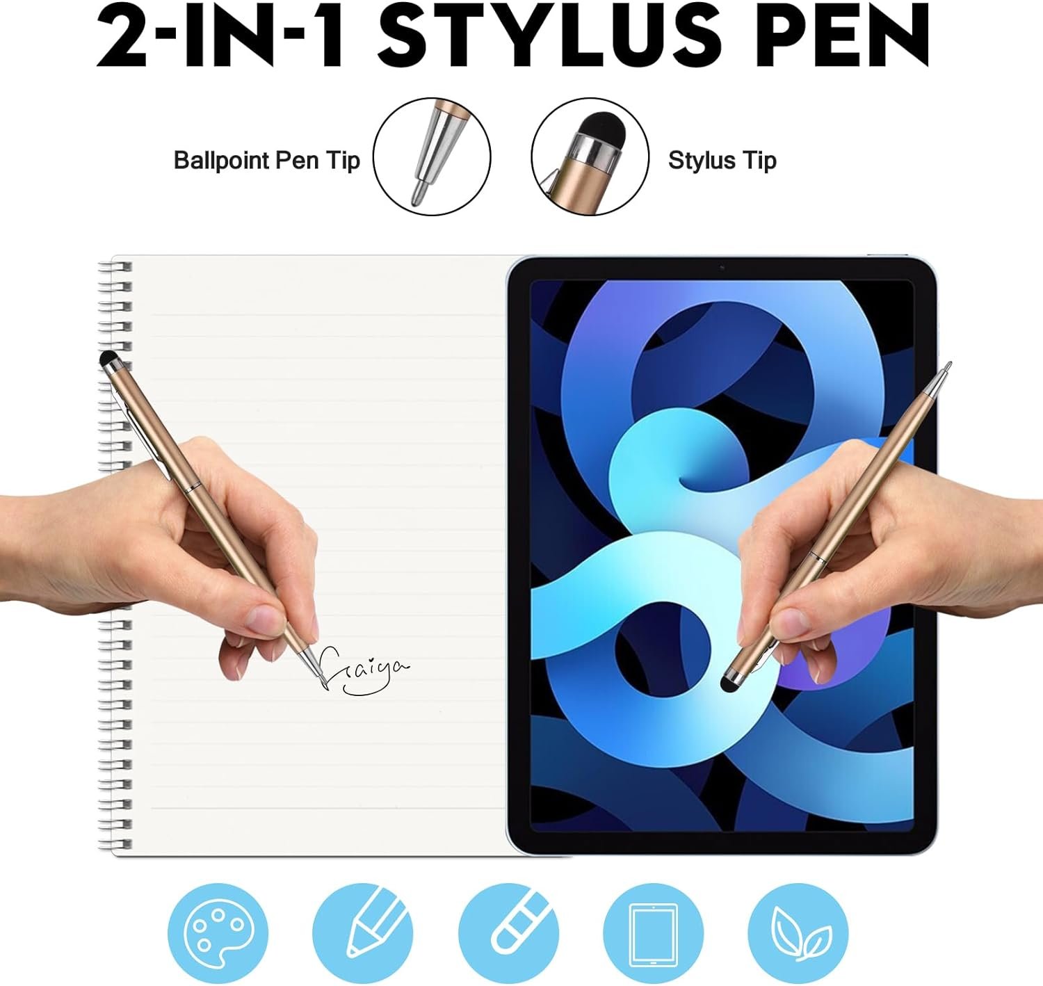 15 Pack Stylus Pens for Touch Screens Stylus Pen Compatible with Phone Tablets Kindle and Black Ink Ballpoint Pens-2 in 1 Stylists pens for Touch Screens - Image 2